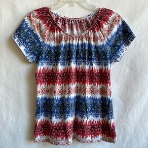 Green Source red, white, and blue top, size M